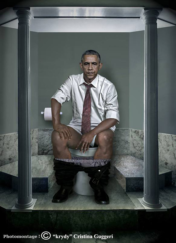美国总统奥巴马如厕照 