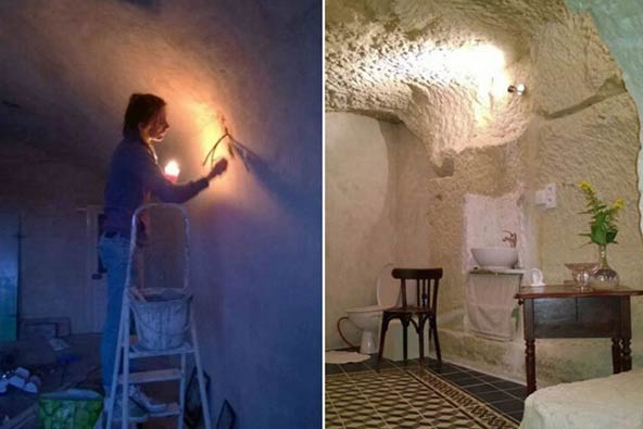 夫妻花1欧元买下洞穴改造成设备齐全的温馨小家