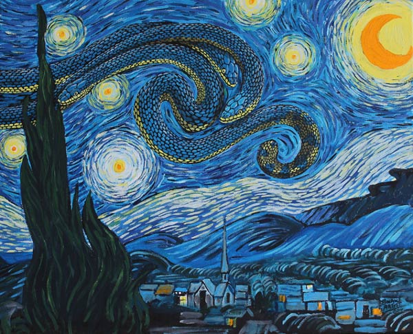 晚上Gmail贪吃蛇，梵高Sea-Snakey-Night-after-Van-Gogh-smaller__880