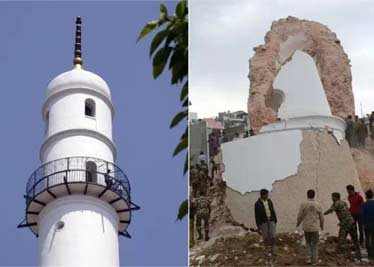 尼泊尔强烈地震 名胜景点前后对比 多处景点成废墟