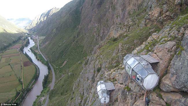世界上最刺激的酒店 悬挂在秘鲁121米高山谷悬崖