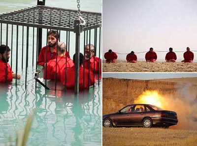 囚笼淹死、火箭弹处决、炸药“项链”：ISIS虐杀囚犯新视频曝光