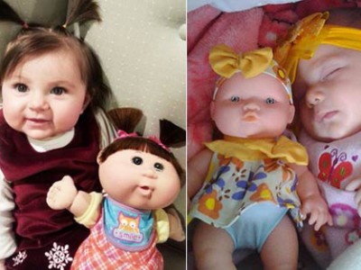 20个婴儿看起来就像他们的玩具娃娃