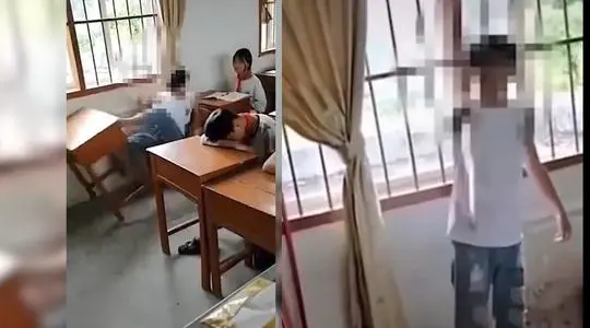 【视频】广西一学生不满老师批评其上课讲话 踢翻桌子威胁老师：你死定了